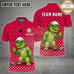 Maxcorners Golf Funny Alligator Polka Dot Cartoon Multi Options Personalized Name, Team Name 3D Shirt