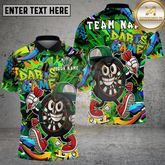 Maxcorners Cartoon Dartboard Character Graffiti Style Multicolor Options Personalized Name, Team Name 3D Shirt (4 Colors)