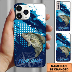Maxcorners Fishing Crappie Blue Ocean Compass Star Pop Art Personalized Name Phone Case