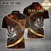 Maxcorners Darts Board Night Fire Spark Golden Swirl Multicolor Options Personalized Name, Team Name 3D Shirt (4 Colors)