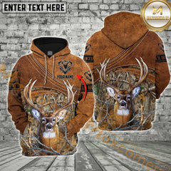 Maxcorners Leather Camo Hunting Custom Name Shirt 3D All Over Printed Clothes (Moose, Deer, Elk, Duck)