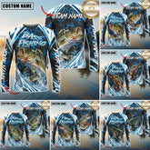 Maxcorners Freshwater Fishing Modern Hexagon Water Splash Personalized Name, Team Name 3D Long Sleeve Shirt