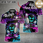 Maxcorners Bowling Team Shirt Neon Graffiti Smiley Bowling Ball Graphic Multicolor Options Personalized Name, Team Name 3D Shirt (4 Colors)