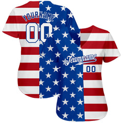 Maxcorners Custom White Red-Royal 3D American Flag Fashion Premium Baseball Jersey LM0210