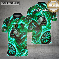 Maxcorners Dartboard Fire Bulldog Flame Art Design Multi Options Personalized Name Team Name 3D Shirt