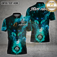 Maxcorners Billiards Shirt Smoke Wolf 8 Ball Mystic Flame Multioptions Personalized Name, Team Name Unisex 3D Shirt