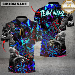 Maxcorners Darts Shirt Wolf Design Dark Graffiti Style Customized Name, Team Name 3D Shirt