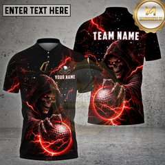 Maxcorners Golf Dark Skull Lightning Electric Power Art Multi Options Personalized Name, Team Name 3D Shirt