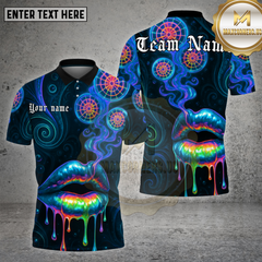 Maxcorners Darts Shirt Neon Lips Smoke Psychedelic Multioptions Personalized Name, Team Name Unisex 3D Shirt (4 Colors)