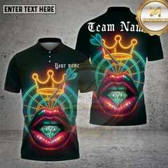 Maxcorners Darts Shirt Neon Lips Diamond Crown Multioptions Personalized Name, Team Name Unisex 3D Shirt (4 Colors)
