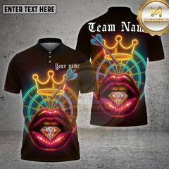 Maxcorners Darts Shirt Neon Lips Diamond Crown Multioptions Personalized Name, Team Name Unisex 3D Shirt (4 Colors)