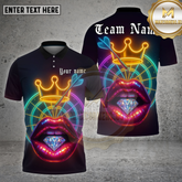 Maxcorners Darts Shirt Neon Lips Diamond Crown Multioptions Personalized Name, Team Name Unisex 3D Shirt (4 Colors)