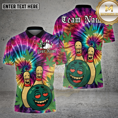 Maxcorners Bowling Shirt Tie Dye Funny Pins Multioptions Personalized Name, Team Name Unisex 3D Shirt (4 Colors)