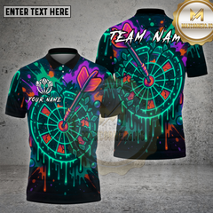 Maxcorners Darts Shirt Neon Graffiti Dartboard Splash Multioptions Personalized Name, Team Name Unisex 3D Shirt (4 Colors)