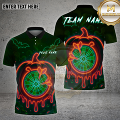 Maxcorners Darts Shirt Halloween Pumpkin Dartboard Neon Glow Multioptions Personalized Name, Team Name Unisex 3D Shirt (4 Colors)