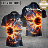 Maxcorners Bowling Fire Lightning Strike Explosion Graphic Multi Options Personalized Name, Team Name 3D Shirt
