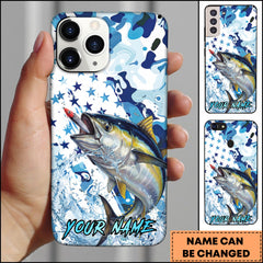 Maxcorners Tuna Fishing Star Camo Water Splash Art Personalized Name Phone Case