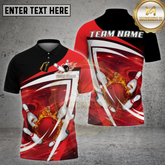 Maxcorners Bowling Shirt Red Fire Strike Swirl Design Multi Options Personalized Name, Team Name 3D Shirt