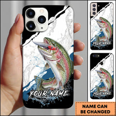 Maxcorners Trout Fishing Topwater Lure Splash Art Black White Personalized Name Phone Case
