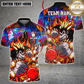 Maxcorners Bowling Team Shirt Graffiti Flame Monkey Mascot Flaming Bowling Ball Graphic Multicolor Options Personalized Name, Team Name 3D Shirt (4 Colors)