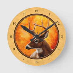Maxcorners Whitetail Deer Autumn Gold Round Clock TU3012