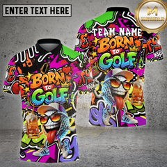 Maxcorners Golf Born To Golf Beer Lover Graffiti Style Multi Options Personalized Name, Team Name 3D Shirt