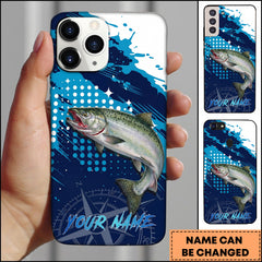 Maxcorners Fishing Chinook Blue Ocean Compass Star Pop Art Personalized Name Phone Case