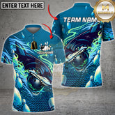 Maxcorners Bowling Shark Striking Ball Neon Ocean Style Multicolor Options Personalized Name, Team Name 3D Shirt (4 Colors)