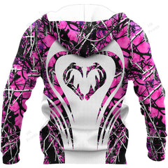 Maxcorners Heart Shape Dear Horns Pink Camouflage Hunting Apparels