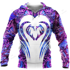 Maxcorners Heart Shape Dear Horns Purple Camouflage Hunting Apparels