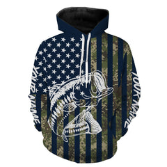 Max Corners American Flag Camouflage Bass Fishing 3D Hoodie