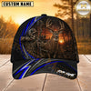 Maxcorners Hunting Blue Stripe Skull Archer and Deer Sunset Design Personalized 3D Cap
