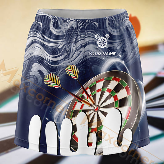 Maxcorners Darts Navy Drip Paint Dartboard Personalized 3D Skort, Skirts With Shorts