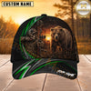 Maxcorners Hunting Green Stripe Skull Archer and Deer Sunset Design Personalized 3D Cap
