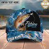 Maxcorners Fishing Blue Ocean Foam Happy Quote Personalized Name 3D Cap (12 Fish Species)