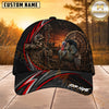 Maxcorners Hunting Red Stripe Skull Archer and Deer Sunset Design Personalized 3D Cap