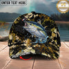Maxcorners Fishing Woodland Camouflage Splash Personalized Name 3D Cap (12 Fish Species)