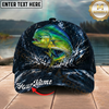 Maxcorners Fishing Dark Ocean Splash Personalized 3D Cap (12 Fish Species)