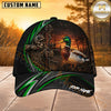 Maxcorners Hunting Green Stripe Skull Archer and Deer Sunset Design Personalized 3D Cap