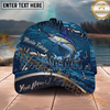 Maxcorners Fishing Heartbeat Hook Pattern Multiple Options Personalized Name 3D Cap (12 Fish Species)