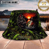 Maxcorners Fishing Red Black Camo Fishing Design with Splash Personalized Name 3D Bucket Hat (13 Fish Species)