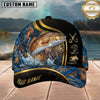 Maxcorners Fishing Blue Gold Abstract Personalized 3D Cap