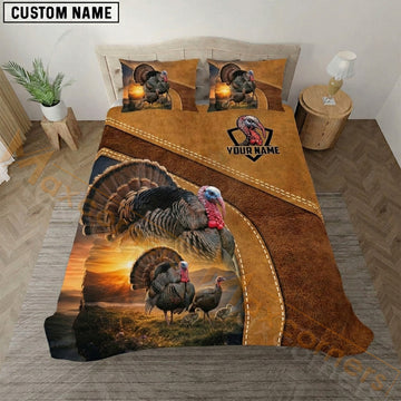 Maxcorners Turkey Hunting Leather Sunset Bedding Set 3D Print Custom Name