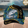 Maxcorners Fishing Blue Gold Abstract Personalized 3D Cap