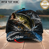 Maxcorners Fishing Black Blue Water Splash Personalized 3D Cap (12 Fish Species)