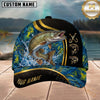 Maxcorners Fishing Blue Gold Abstract Personalized 3D Cap