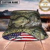 Maxcorners Fishing American Flag Fish Scale Camouflage Personalized 3D Bucket Hat (13 Fish Species)