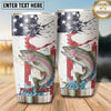 Maxcorners Fishing Tumbler White Patriotic Paint Splatter Design Personalized Name Tumbler (13 Species)