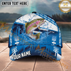 Maxcorners Fishing Blue Water Splash Personalized Name 3D Cap (12 Fish Species)