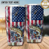 Maxcorners Fishing Tumbler Distressed American Flag Design Personalized Name Tumbler (13 Species)
